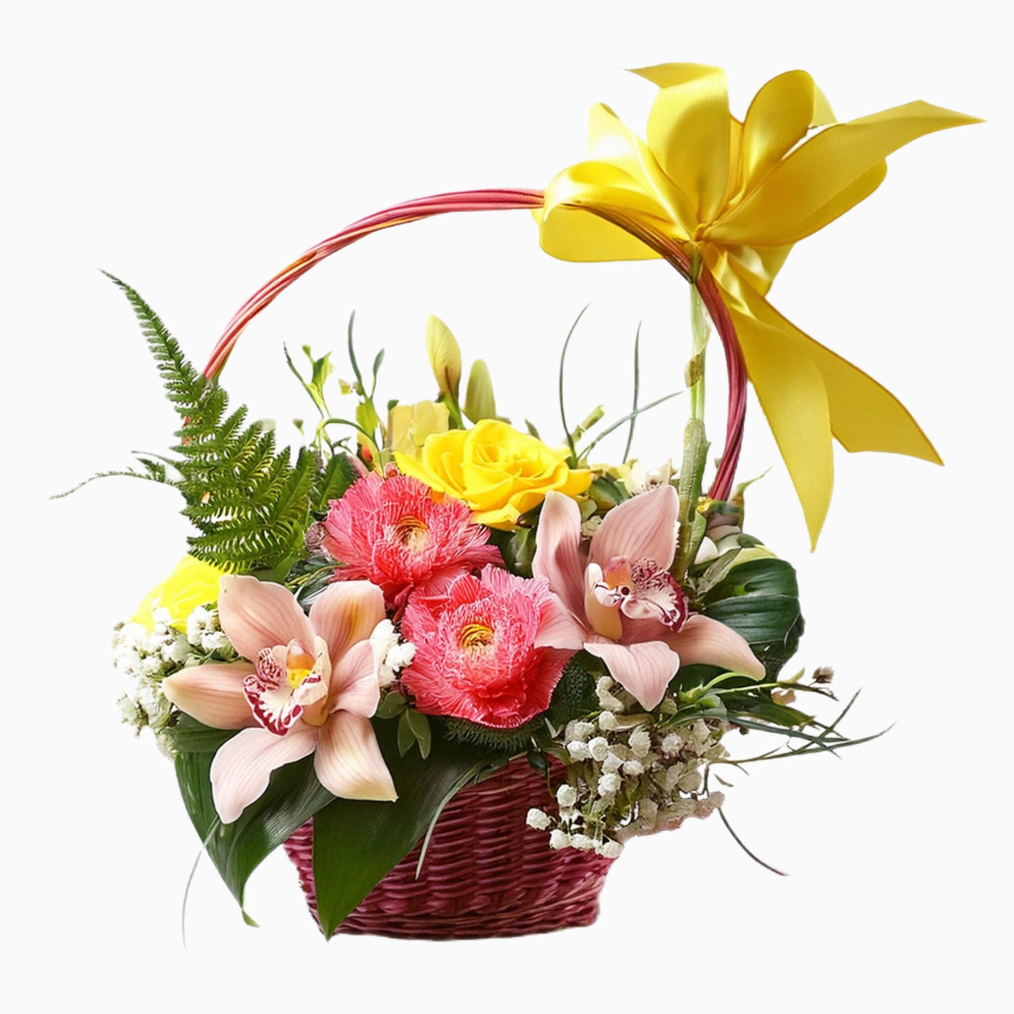 Cesta De Flores Con Orquídeas